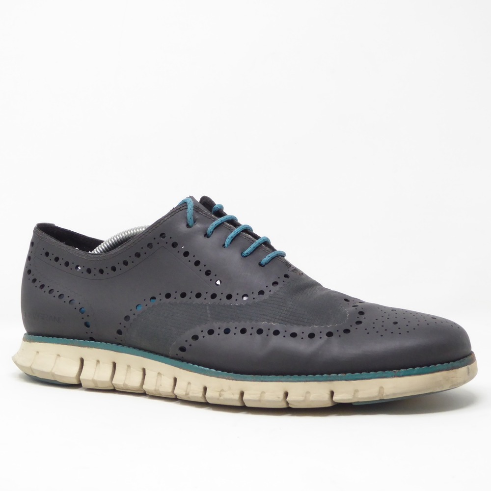 Cole Haan Zerogrand Wingtip Oxfords Shoes Men's 11M Dark Gray Black Teal Laces